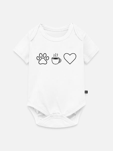 Pfote Kaffee Herz - Baby Premium Kurzarmbody - Weiß