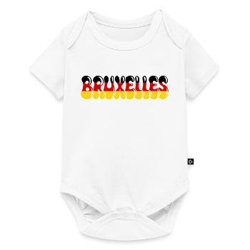 Brüssel, Belgische Flagge Schwarz, Gelb, Rot, - Baby Premium Kurzarmbody - Weiß - Vorne