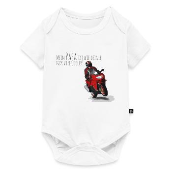 Cooler Papa mit Motorrad - Biker Daddy - Baby Premium Kurzarmbody - Weiß - Vorne