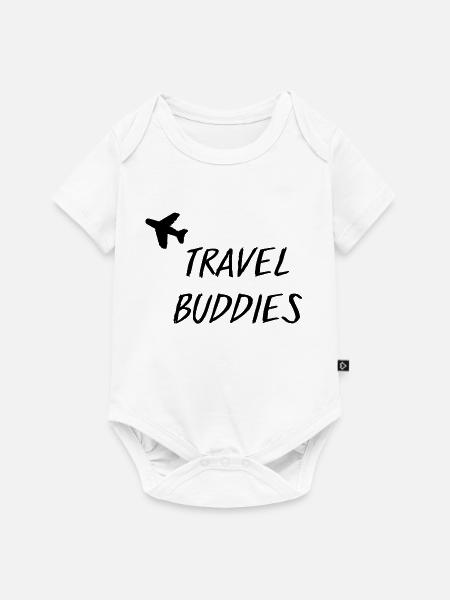 Travel Buddies - Flugzeug - Typografie - Baby Premium Kurzarmbody - Weiß