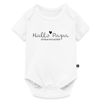 Hallo Papa ich freue mich auf dich - Baby Premium Kurzarmbody - Weiß - Vorne