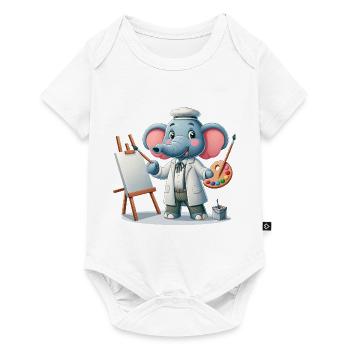 Artiste éléphant mignon - Body à manches courtes Premium Bébé - blanc - Devant