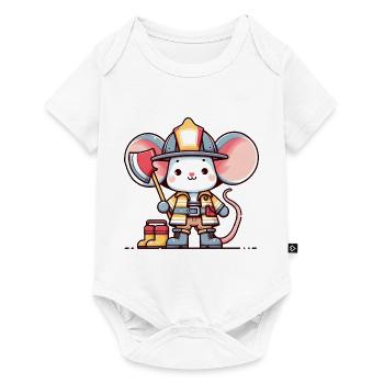 Cute Mouse Firefighter - Baby Premium short-sleeve bodysuit - white - Front