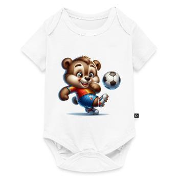 Mignon joueur de football ours - Body à manches courtes Premium Bébé - blanc - Devant