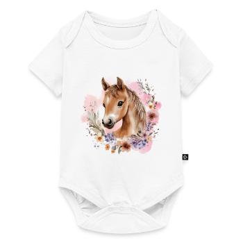 Cheval Fleurs Cheval Fille Poney Mignon Mignon - Body à manches courtes Premium Bébé - blanc - Devant