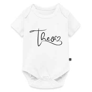 Theo Name First Name Heart Decor - Baby Premium short-sleeve bodysuit - white - Front