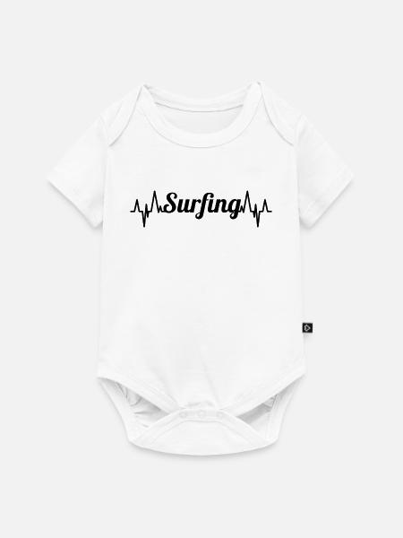 Surfing Herzschlag - Baby Premium Kurzarmbody - Weiß
