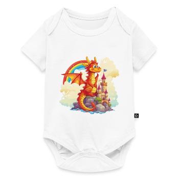 dragon château arc-en-ciel mignon mignon enfantin - Body à manches courtes Premium Bébé - blanc - Devant