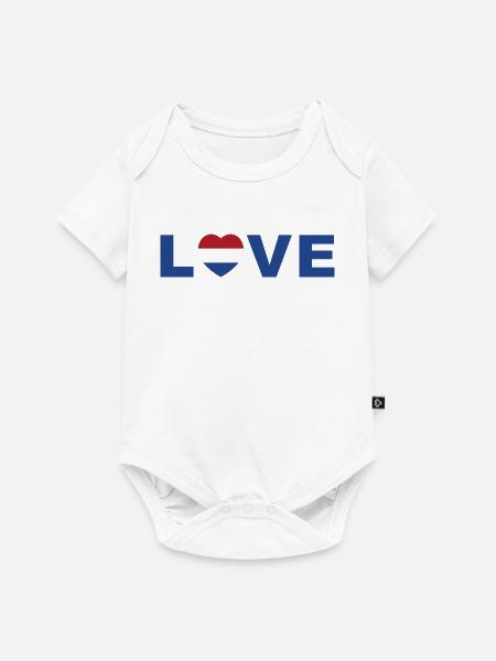 Vibrierendes Herz mit bunter Flagge - Baby Premium Kurzarmbody - Weiß