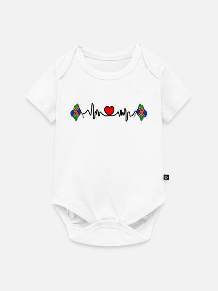 Lincolnshire-Flagge + Herzschlag - Baby Premium Kurzarmbody - Weiß