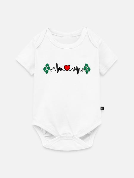 Devon-Flagge mit Herzschlag - Baby Premium Kurzarmbody - Weiß