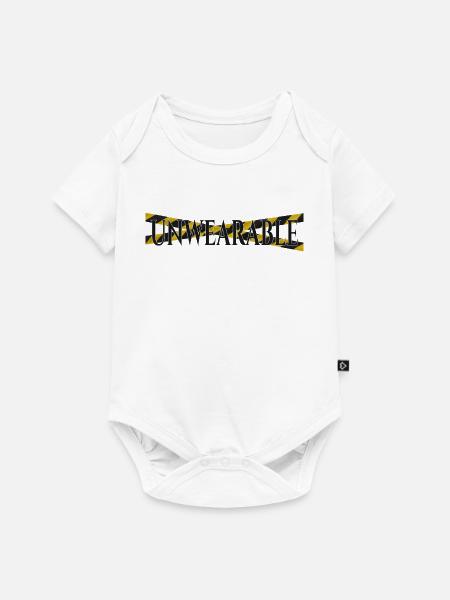 Untragbar – Statement-Design mit Warnband - Baby Premium Kurzarmbody - Weiß