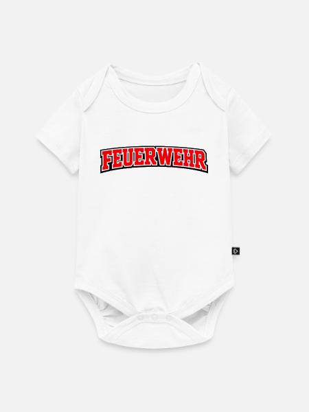 Feuerwehr Schriftzug Rot Weiß Outline - Baby Premium Kurzarmbody - Weiß