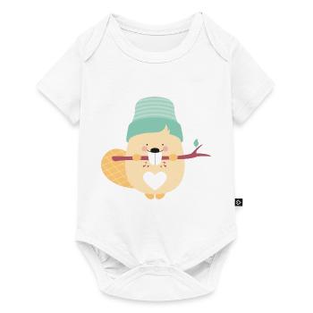BEAVER AT WORK - Baby Premium Kurzarmbody - Weiß - Vorne