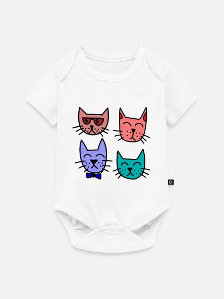 Bunte Katzen - Baby Premium Kurzarmbody - Weiß