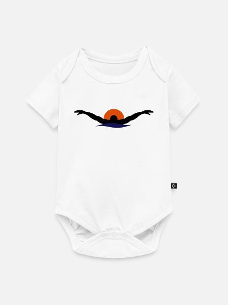Schwimmen - Baby Premium Kurzarmbody - Weiß