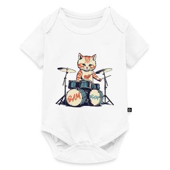 Retro Kitten Mignon Cat Bam Batteur Design Vintage - Body à manches courtes Premium Bébé - blanc - Devant