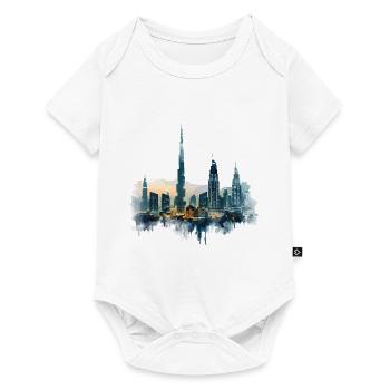Dubaï, Skyline, Été, Soleil, Palmiers, Plage, Mer - Body à manches courtes Premium Bébé - blanc - Devant