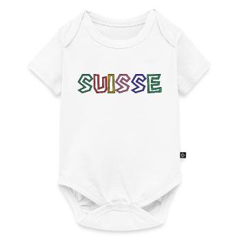 SUISSE. HUMOUR. PAYS. DRAPEAU. GENEVE. LAUSANNE - Body à manches courtes Premium Bébé - blanc - Devant