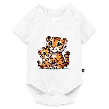 Loving Tiger Parent with Child - Baby Premium Kurzarmbody - Weiß - Vorne
