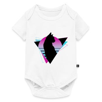 Cat Neon Geometric Silhouette Outline Colorful - Baby Premium short-sleeve bodysuit - white - Front