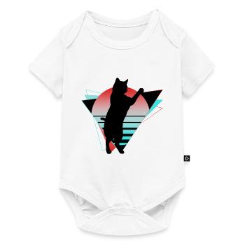 Cat Neon Geometric Silhouette Outline Colorful - Baby Premium short-sleeve bodysuit - white - Front