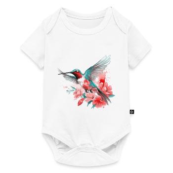 Hummingbird Flowers Bird Animal Art Watercolor Colorful - Baby Premium short-sleeve bodysuit - white - Front