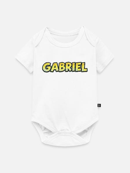 Gabriel – Handgezeichnete Typografie - Baby Premium Kurzarmbody - Weiß