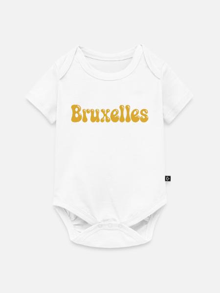 Brussels Retro Groovy Senfgelb - Baby Premium Kurzarmbody - Weiß
