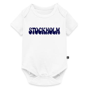 Stockholm Blue Bubble Retro-Typografie - Baby Premium Kurzarmbody - Weiß - Vorne