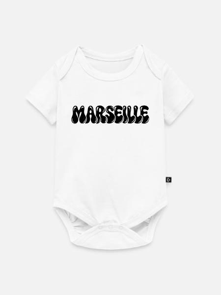 Marseille Fett Blasentext Schwarz - Baby Premium Kurzarmbody - Weiß