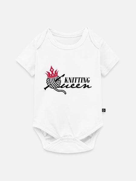 Knitting Queen - Baby Premium Kurzarmbody - Weiß