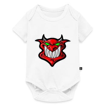 Teufel Teuflisch Dämon Demon Dämonisch Icon Kopf - Baby Premium Kurzarmbody - Weiß - Vorne