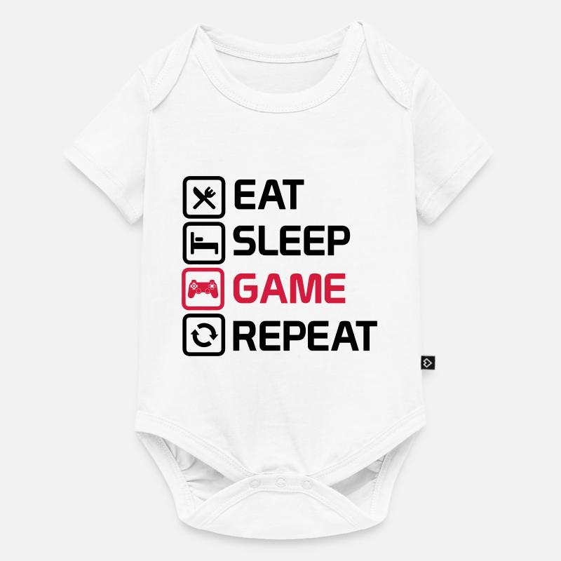eat sleep game repeat - Baby Premium short-sleeve bodysuit - white