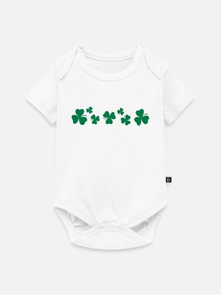 Glücksbringer Kleeblatt - Baby Premium Kurzarmbody - Weiß