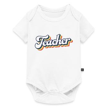 Ehrfürchtig Retro Lehrer Geschenk - zurück zur Schule - Baby Premium Kurzarmbody - Weiß - Vorne