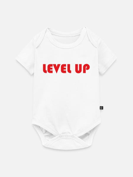 LEVEL UP-Roter Text - Baby Premium Kurzarmbody - Weiß