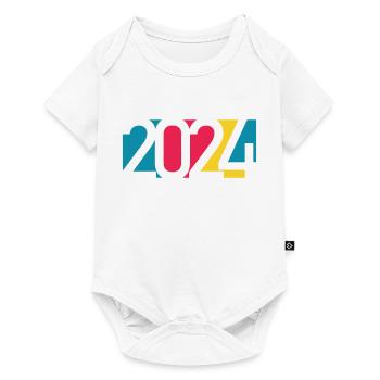 2024 happy new year Jahreszahl Datum Zahl Anno - Baby Premium Kurzarmbody - Weiß - Vorne