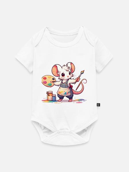 Cute Mouse Artist - Baby Premium Kurzarmbody - Weiß