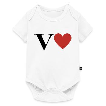 Letter v red heart - Baby Premium short-sleeve bodysuit - white - Front