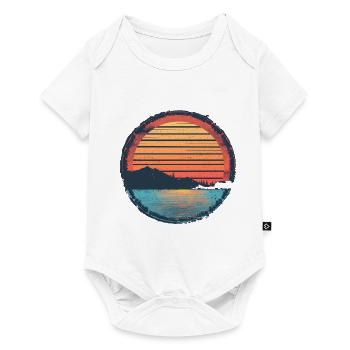 Sunset Lake Mountain Extérieur Rétro Années 80 Vintage - Body à manches courtes Premium Bébé - blanc - Devant