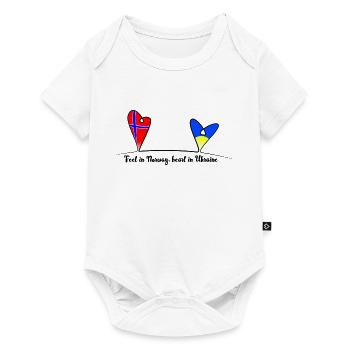 Feet in Norway, heart in Ukraine - Baby Premium short-sleeve bodysuit - white - Front