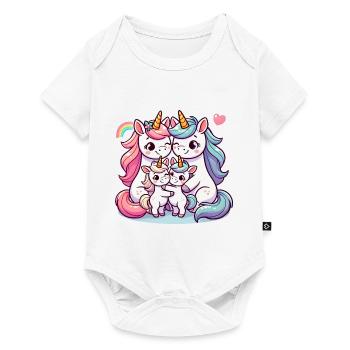 Licorne Famille Mère Et Père Avec Deux Enfants - Body à manches courtes Premium Bébé - blanc - Devant