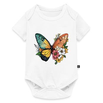 Butterfly Flowers Colorful Colorful Beautiful Art - Baby Premium short-sleeve bodysuit - white - Front