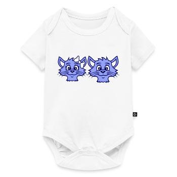 Deux chats couple 2 couple romantique amoureux - Body à manches courtes Premium Bébé - blanc - Devant