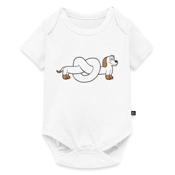 chien teckel bretzel forme noeud long corps bande dessinée - Body à manches courtes Premium Bébé - blanc - Devant