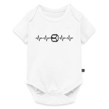 Pédale de vélo, VTT, ECG de patte, battement de cœur - Body à manches courtes Premium Bébé - blanc - Devant
