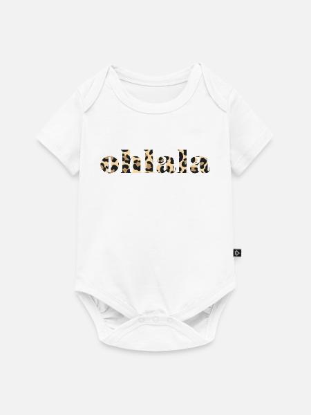 Olala Leoparden Muster Schrift - Baby Premium Kurzarmbody - Weiß