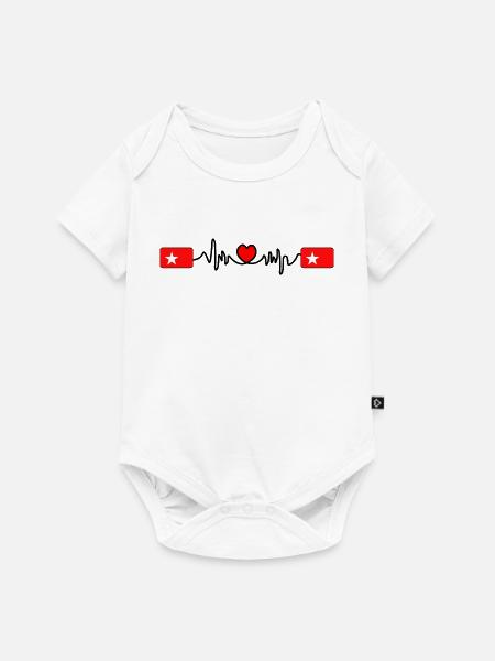Herzschlag der Maastricht-Flagge - Baby Premium Kurzarmbody - Weiß