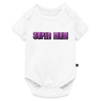 Schriftzug Super Mum für die beste Mutter - Baby Premium Kurzarmbody - Weiß - Vorne